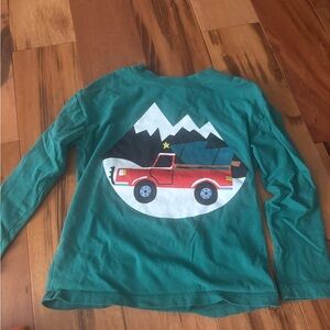 Teal Kids Long Sleeve Shirt with Mountain and Truck Design